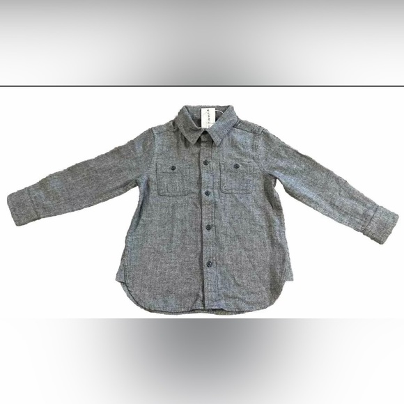 Janie and Jack Grey Button Down Herringbone Shirt Toddler Boys 2T NEW Fast Ship - Picture 1 of 3